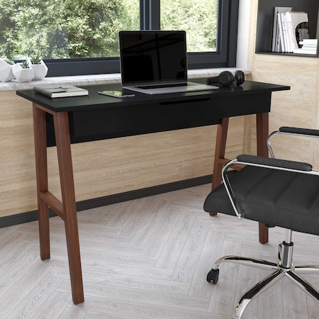 Flash Furniture Black/Walnut Home Office Computer Desk with Drawer GC-MBLK60-BK-WAL-GG